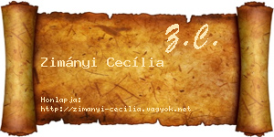 Zimányi Cecília névjegykártya